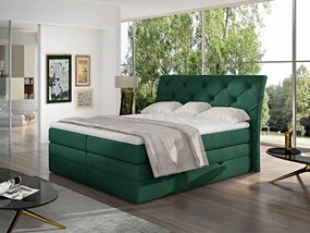 Letto matrimoniale boxspring Salisburgo - 180 x 200 cm , Tessuto verde