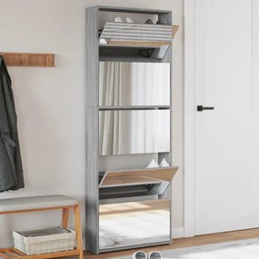 Scarpiera Con Specchio A 5 Livelli Grigio Sonoma 63x17x169,5 Cm /