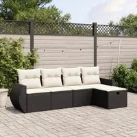 Set Divani da Giardino 5 pz con Cuscini in Polyrattan Nero 3264082