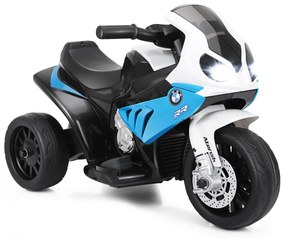 Costway Moto cavalcabile alimentata a batteria 6 V per bambini, Motocicletta a 3 ruote con musica e aspetto carino Blu