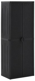 Armadio Da Giardino Nero 65x45x172 Cm İn Rattan Pp /