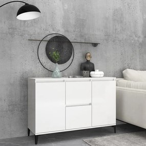 Credenza Bianco Lucido 104x35x70 cm in Legno Multistrato