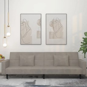 Divano Letto A 2 Posti Con 2 Cuscini Grigio Chiaro İn Velluto /