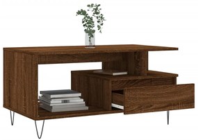Tavolino salotto rovere marrone 90x49x45 cm legno multistrato