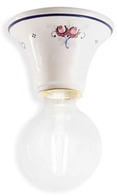 Plafoniera Classica Trieste Bianco Decorato Filo Blu 1 Luce E27