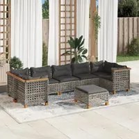 Set Divano da Giardino 8 pz con Cuscini Grigio in Polyrattan 3261765