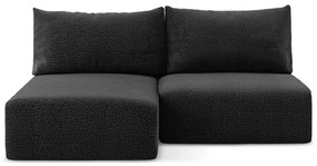 Divano angolare nero allungabile/con contenitore (con penisola a sinistra) Kalena – Makamii