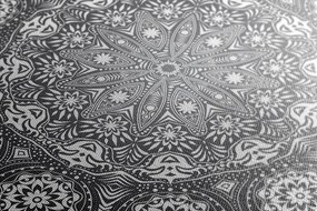 Stampa su tela – Mandala ornamentale con pizzo in bianco e nero