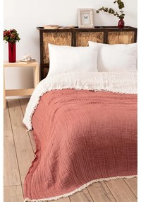 Copriletto in mussola per letto matrimoniale color mattone 230x250 cm - Mijolnir