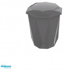 Pattumiera "Diamond Basculante" C/Coperchio Basculante In Plastica Finitura Grigio Da 5,5 Lt