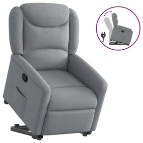 Poltrona Alzapersona Reclinabile Grigio Chiaro İn Tessuto /