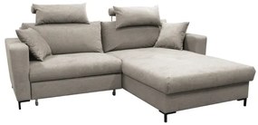 Divano letto angolare con contenitore a L HORTA, lato destro, grigio