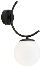 Applique Moderna 1 Luce Coeo In Acciaio Nero E Diffusore In Vetro Opale