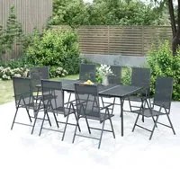 Set da Pranzo da Giardino 9 pz in Acciaio Antracite 3187984