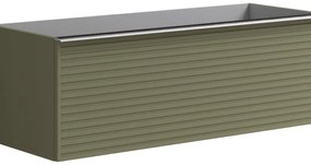 Mobile da bagno sospeso sotto lavabo L 120 x H 40 x P 45.5 cm verde laccato opaco, 2 cassetti Pixel stripes