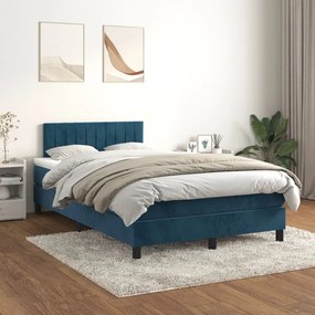 Giroletto A Molle Con Materasso Blu Scuro 120x200 Cm İn Velluto /