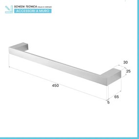Set accessori bagno da muro 4 pezzi in alluminio argento Sky