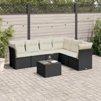 Set Divani da Giardino con Cuscini 7pz Nero Polyrattan 3249525