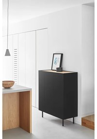 Cassettiera alta nera effetto rovere95x120 cm Arista - Teulat