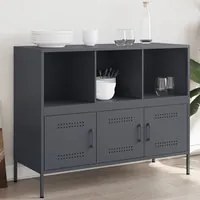 Credenza Antracite 100,5x39x79 cm in Acciaio Laminato a Freddo 843092