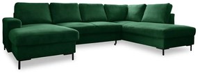 Divano letto angolare in velluto a coste verde scuro (angolo destro) Lofty Lilly - Miuform