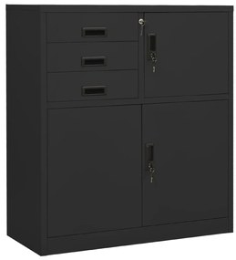 Armadio Per Ufficio Antracite 90x40x102 Cm İn Acciaio /