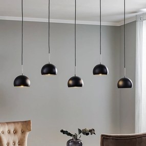 Luminex Lampada a sospensione Cool, 5 luci lunga, nera