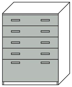 comò con base cinque cassetti L.90cm