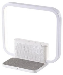 Immax 08994L - Lampada da tavolo LED dimmerabile con sveglia e di ricarica 18W/230V bianco