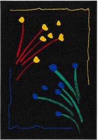Tappeto Moderno Fashion Nero 120x175 cm in Dralon con Fantasia Astratta Multicolor