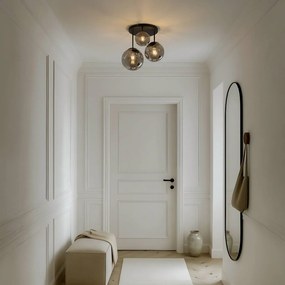 Plafoniera soffitto Teeja Lindby, dimmerabile, Nero, Soggiorno / Sala da pranzo, Vetro, Moderno, Plafoniera