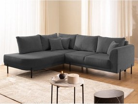 Divano angolare grigio scuro (con penisola a sinistra/a L) con rivestimento in ciniglia Mauris – Ropez