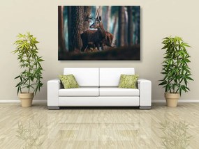 Quadro su tela – Cervo nella foresta di pini