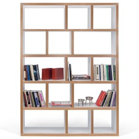 Libreria bianca con bordo in legno 150x198 cm Berlin - TemaHome