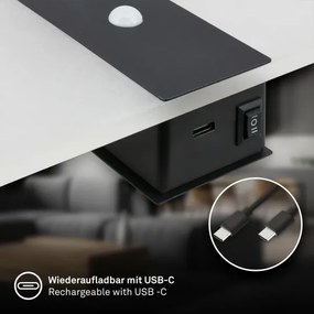 Briloner 3888015 - Lampada da parete ricaricabile LED con sensore AURA LED/2,5W/5V 1800 mAh nera