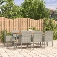 Set da Pranzo da Giardino 9 pz con Cuscini in Polyrattan Grigio 3185022