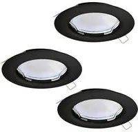 Faretto Ad Incasso Moderno Peneto In Acciaio Nero 3 Luci Gu10 2,8W