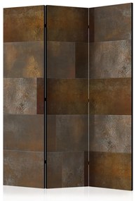 Paravento Cascata Dorata - texture arrugginita con piastrelle quadrate