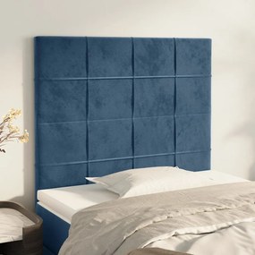 Testiera 2 Pz Blu Scuro 90x5x78/88 Cm İn Velluto /