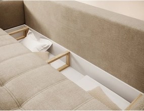 Divano marrone chiaro allungabile/con contenitore e rivestimento in velluto 242 cm Weltton – ELTAP