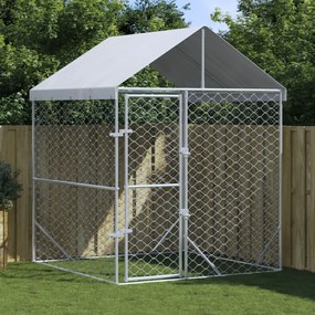 Cuccia Cani Da Esterno Tetto Argento 2x2x2,5 M Acciaio Zincato /