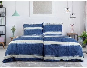 Set copripiumino e federa blu in crêpe per letto singolo 140x200 cm Blue Line – B.E.S.