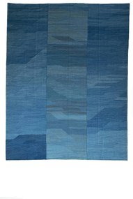 Kilim Tappeto 300x380 Blu (Iran) Tessuto A Mano