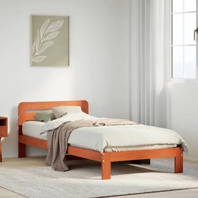 Letto Senza Materasso Marrone Cera 90x200 Cm Legno Di Pino /
