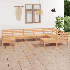 Set Salotto da Giardino 9 pz in Legno Massello di Pino