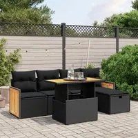 Set Divano da Giardino 6 pz con Cuscini Nero in Polyrattan 3276240