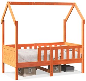 Giroletto Casetta Bambini Marrone Cera 80x160 Cm Massello Pino /
