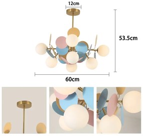 Brilagi - Lampadario a stelo BALMO 8xG9/9W/230V Ø 60 cm oro/blu/rosa