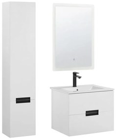 Mobile bagno bianco con pensile lavabo e specchio TUDELA Beliani