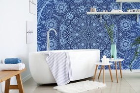 Carta da parati – Mandala decorativa con pizzo in blu
